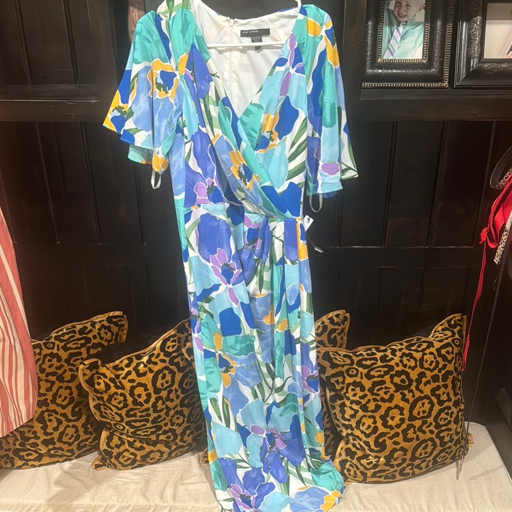 Maggy London Asymmetrical Blue and Green Sundress